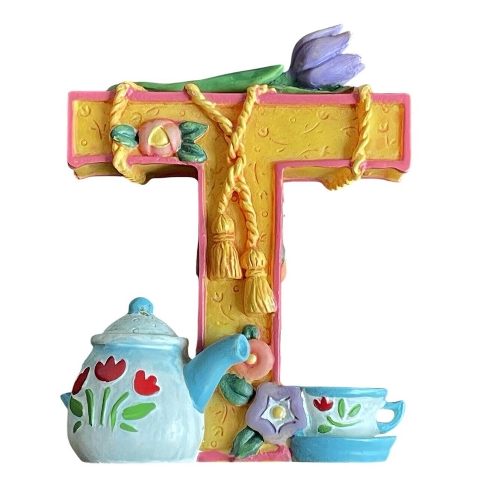 VTG 1999 Mary Engelbreit ME Alphabet Letter T Resin Standing Figure 3" TEAPOT